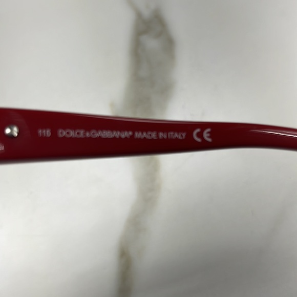 Dolce & Gabbana oversized red sunglasses with crystal DG sides in case - Picture 8 of 11